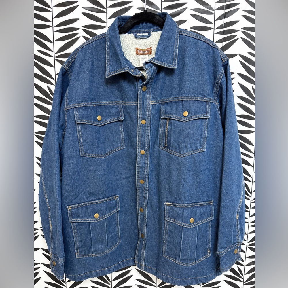 Sherpa Lined Denim Jacket Men’s Blue L Workwear Barn Coat Style